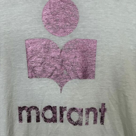 Isabel Marant Étoile Klowia linen sweatshirt White Slub w/Pink Logo Size Small - Picture 3 of 12